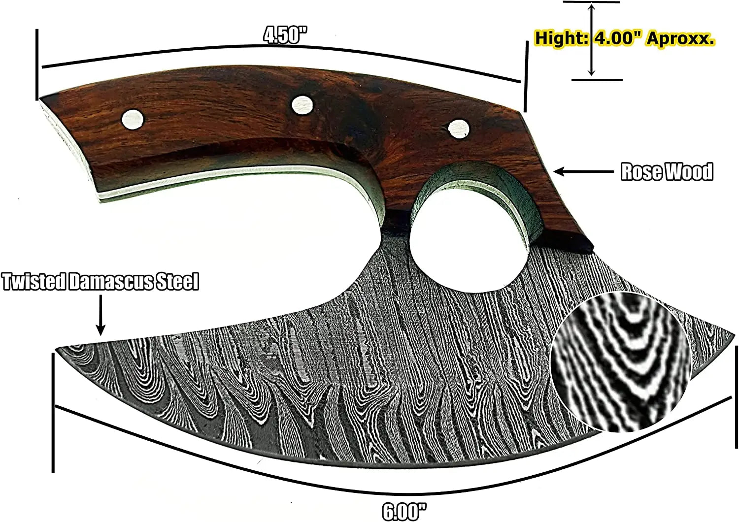 Handmade High Quality Kitchen Knife Custom Damascus Steel Pizza Cutter with Leather Sheath for Chopping and Boning