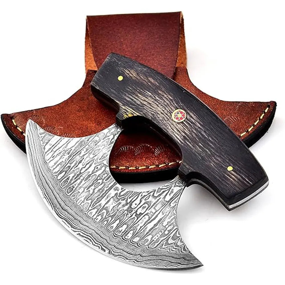 Custom Handmade Viking Pizza Cutter – Steel Chef Knife for Couples | Anniversary Gift with Free Leather Sheath