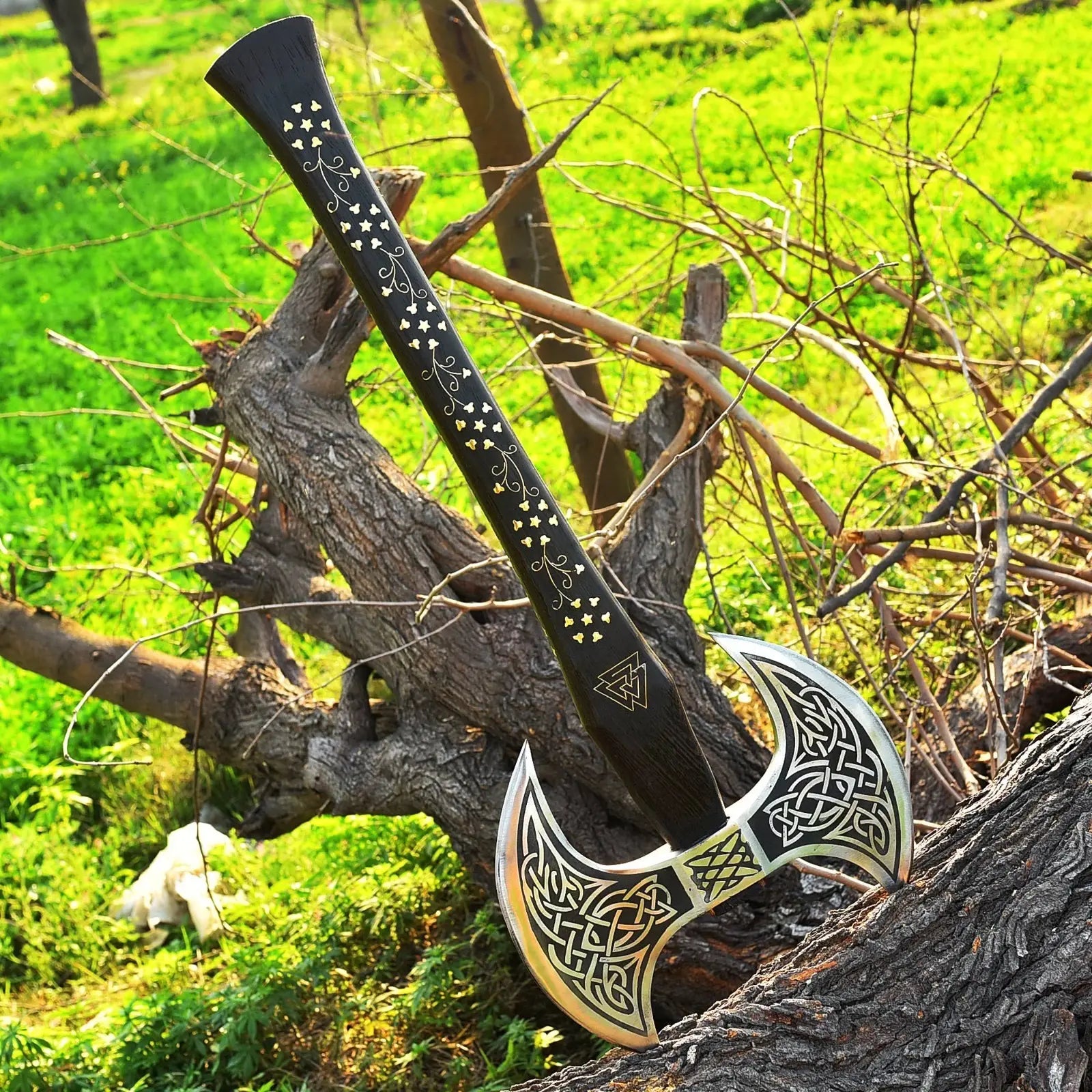 Custom Hand-Forged Viking Axe – High Quality Carbon Steel Head | Camping, Survival, Outdoor Tool | Factory Direct