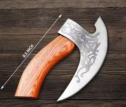 Handmade Viking Pizza Cutting Axe,Super Pizza Cutter Axe with Leather Sheath,Pizza Slicer Axe Style Pizza Knife