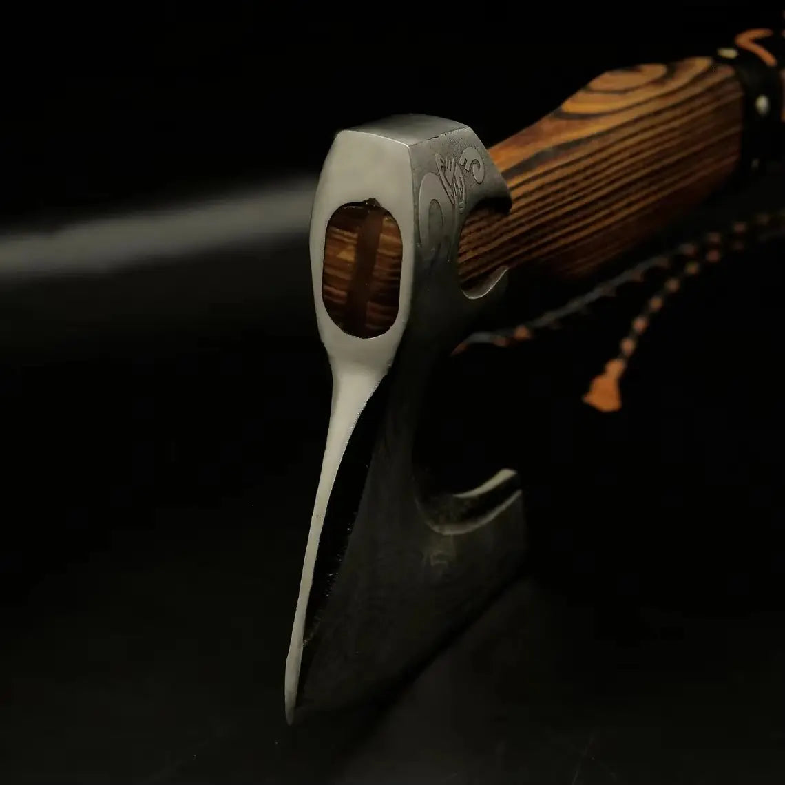 Premium Hand-Forged Viking Bearded Axe – Stainless Steel Blade, Wooden Handle & Leather Sheath