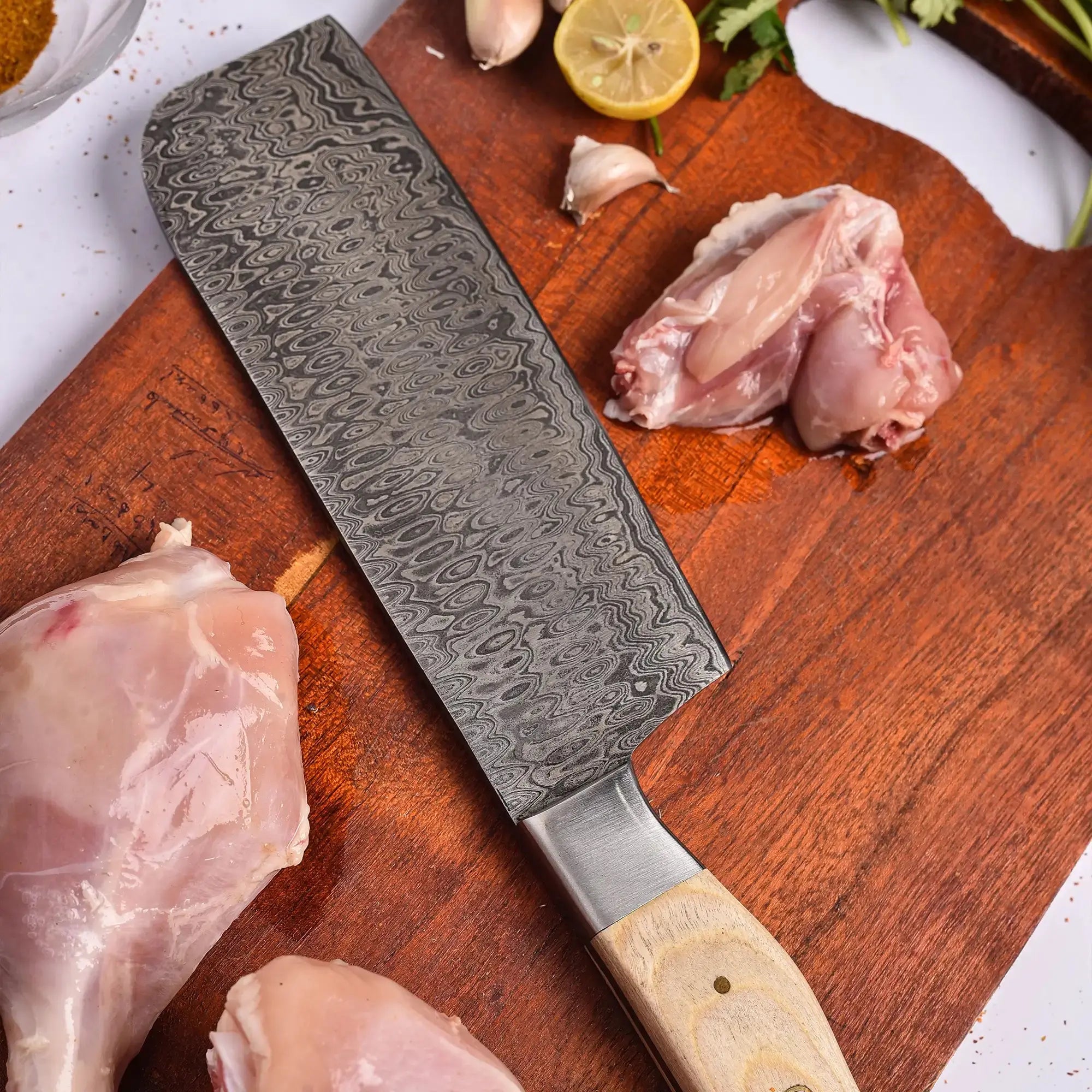 Top-Rated Handmade Damascus Steel Chef Knife Set – Pukka Wood Handle | Professional Kitchen Gift Set for Chefs