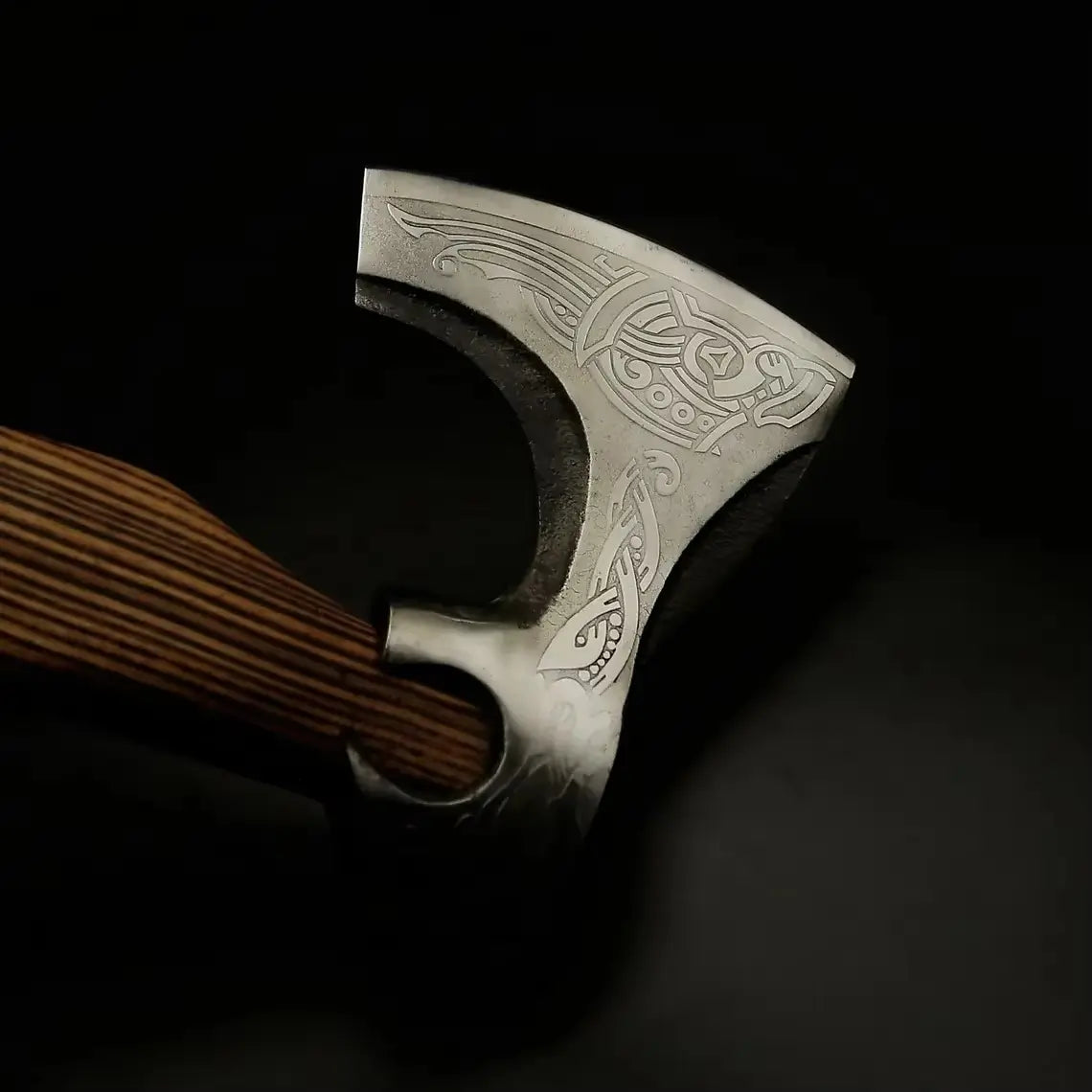 Premium Hand-Forged Viking Bearded Axe – Stainless Steel Blade, Wooden Handle & Leather Sheath