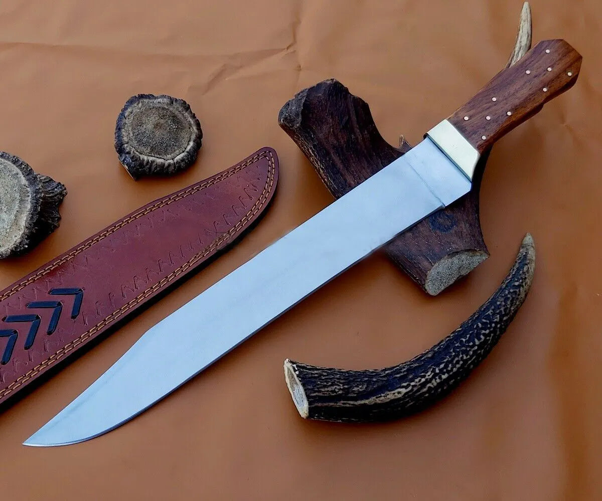 Top Quality Custom Handmade High Carbon Steel Professional Hunting Knife Kitchen Knife with Pure Leather Sheath